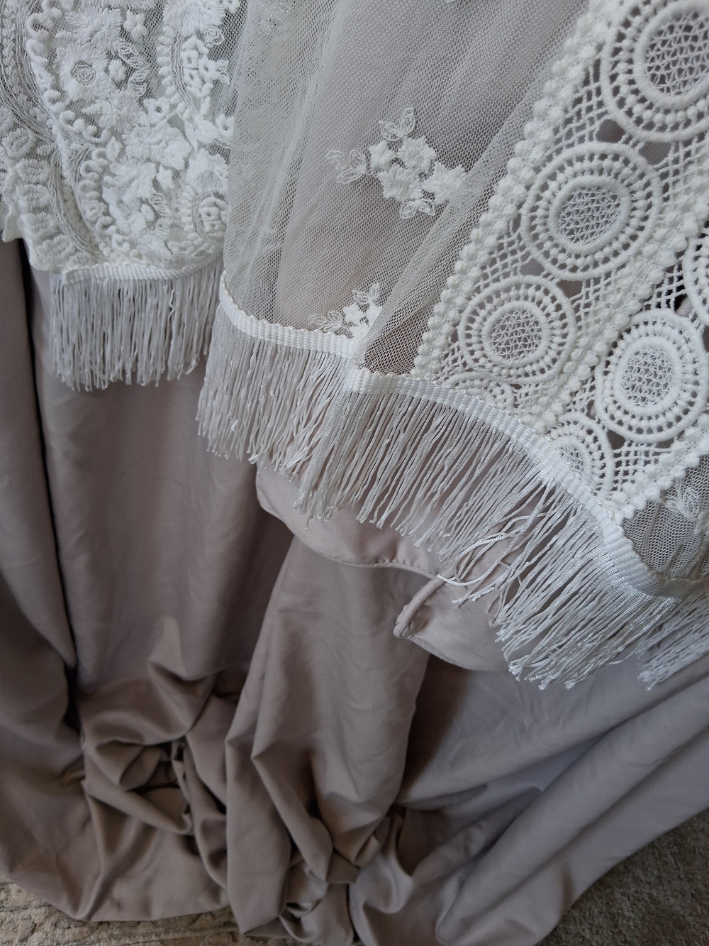 Ivory Lace Fringe Overlay Top